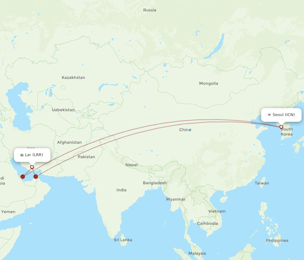 ICN-LRR flight routes