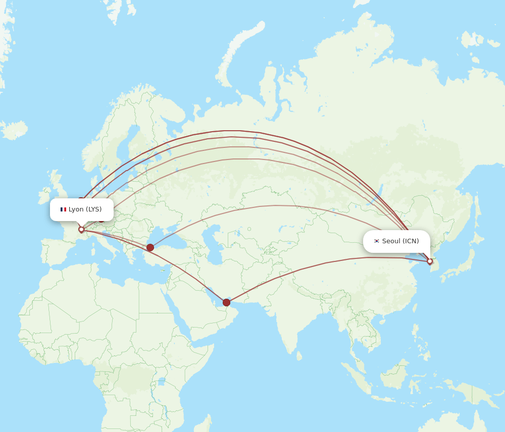 ICN-LYS flight routes