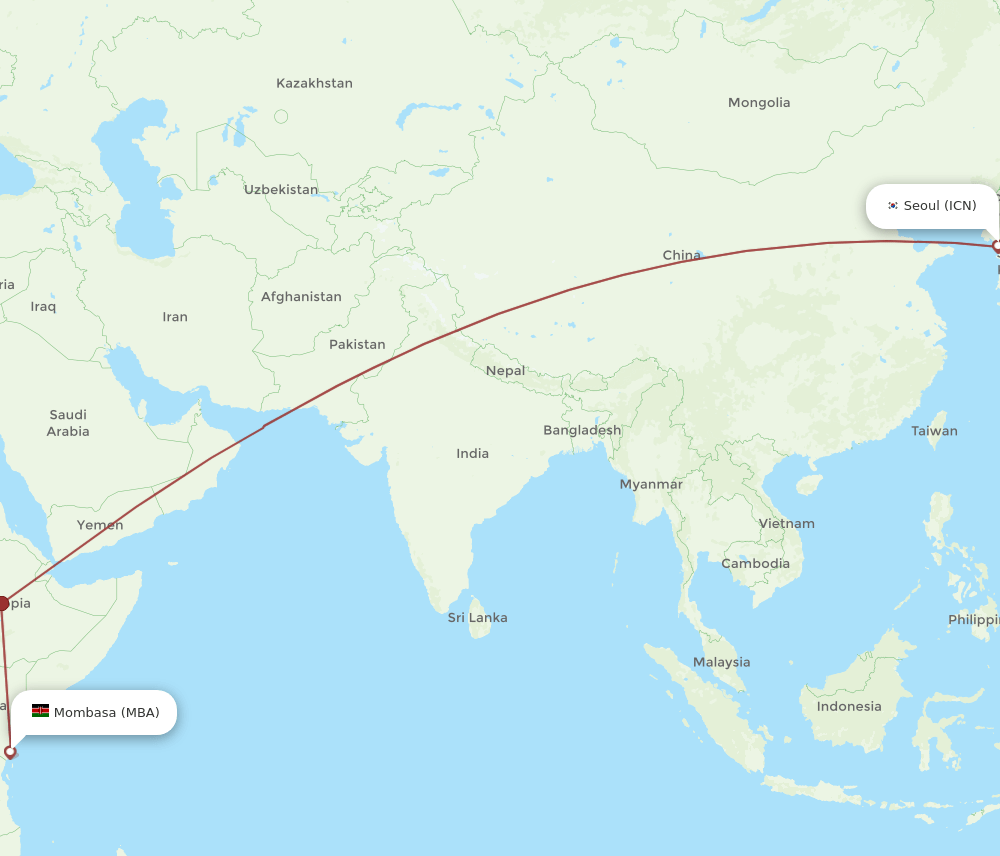ICN-MBA flight routes