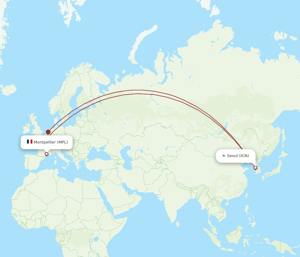ICN-MPL flight routes