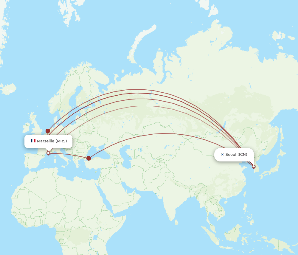 ICN-MRS flight routes