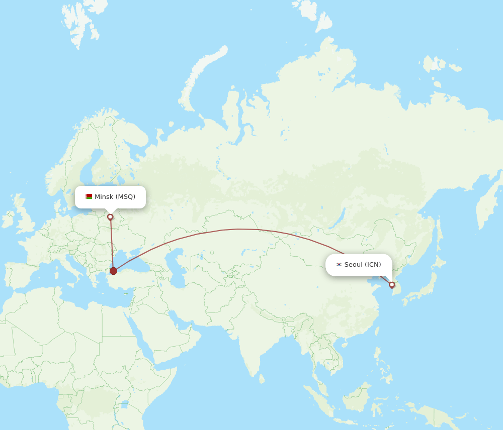ICN-MSQ flight routes