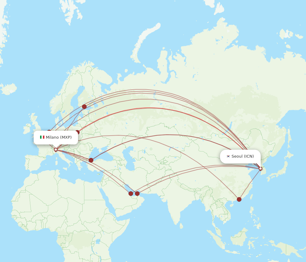 ICN-MXP flight routes
