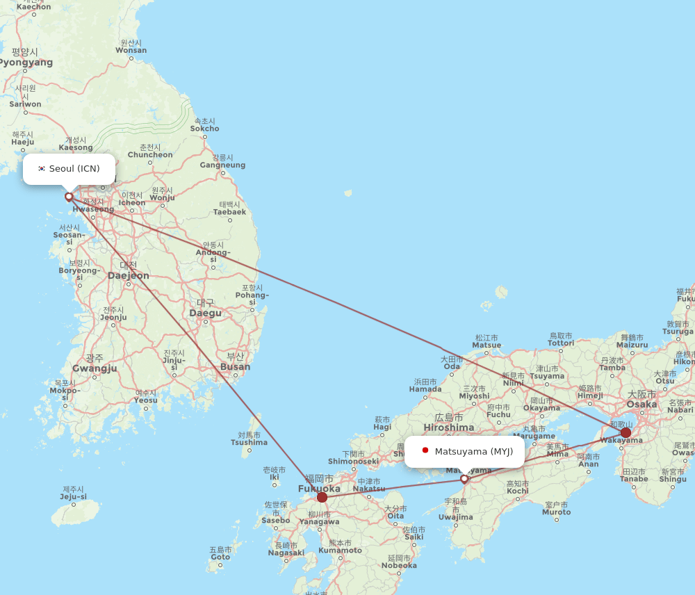 ICN-MYJ flight routes