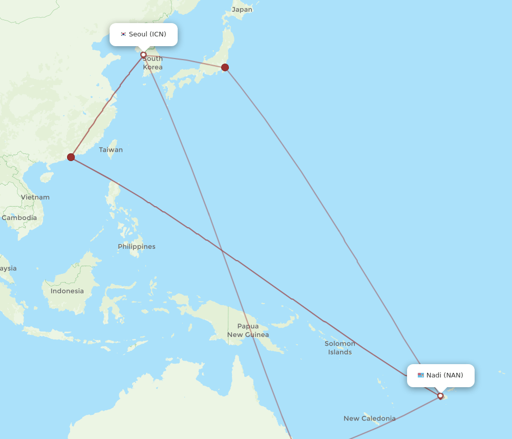 ICN-NAN flight routes