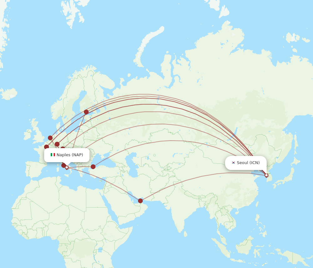 ICN to NAP flights and routes map