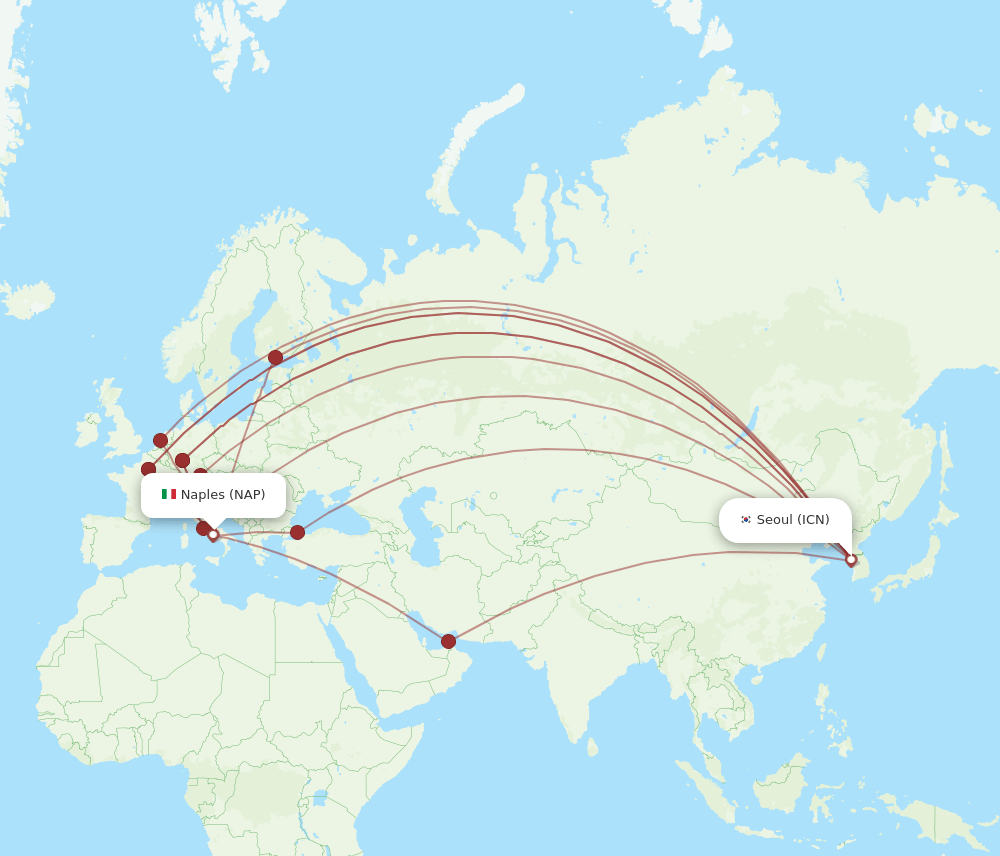 ICN-NAP flight routes