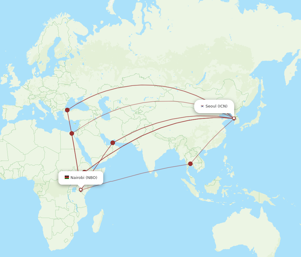 ICN-NBO flight routes