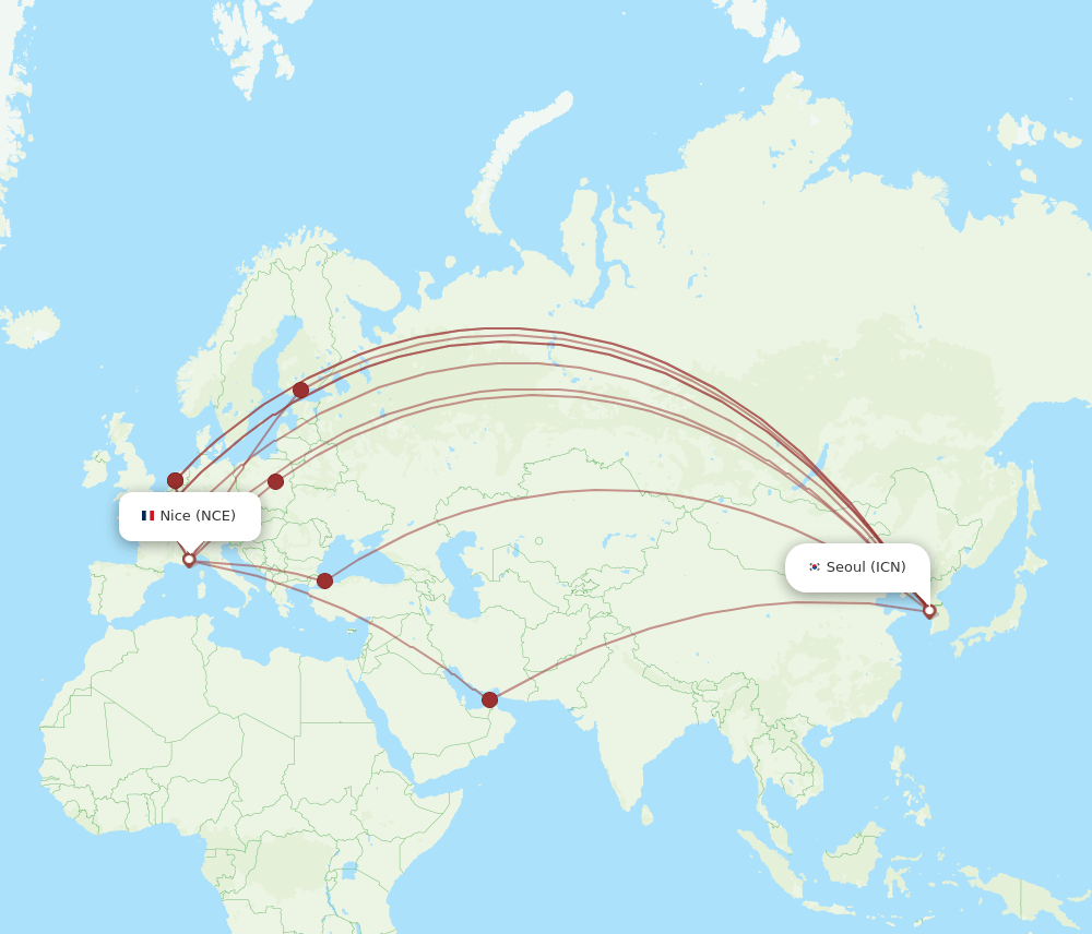 ICN-NCE flight routes