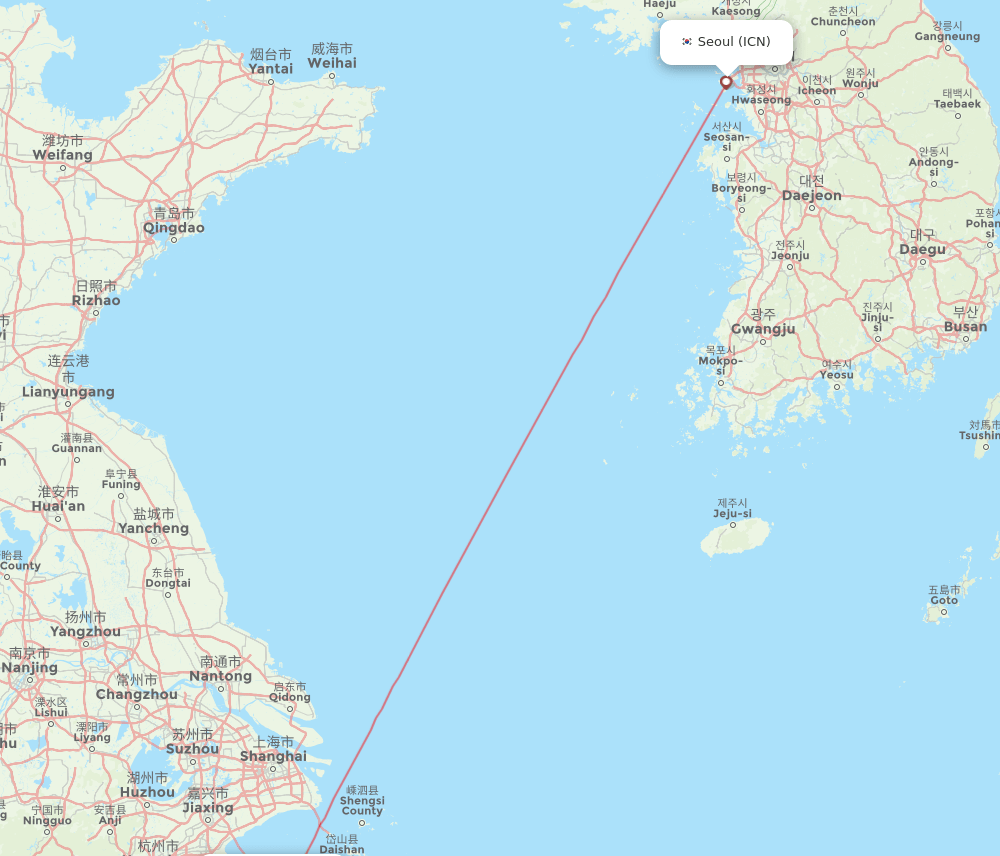 ICN-NGB flight routes