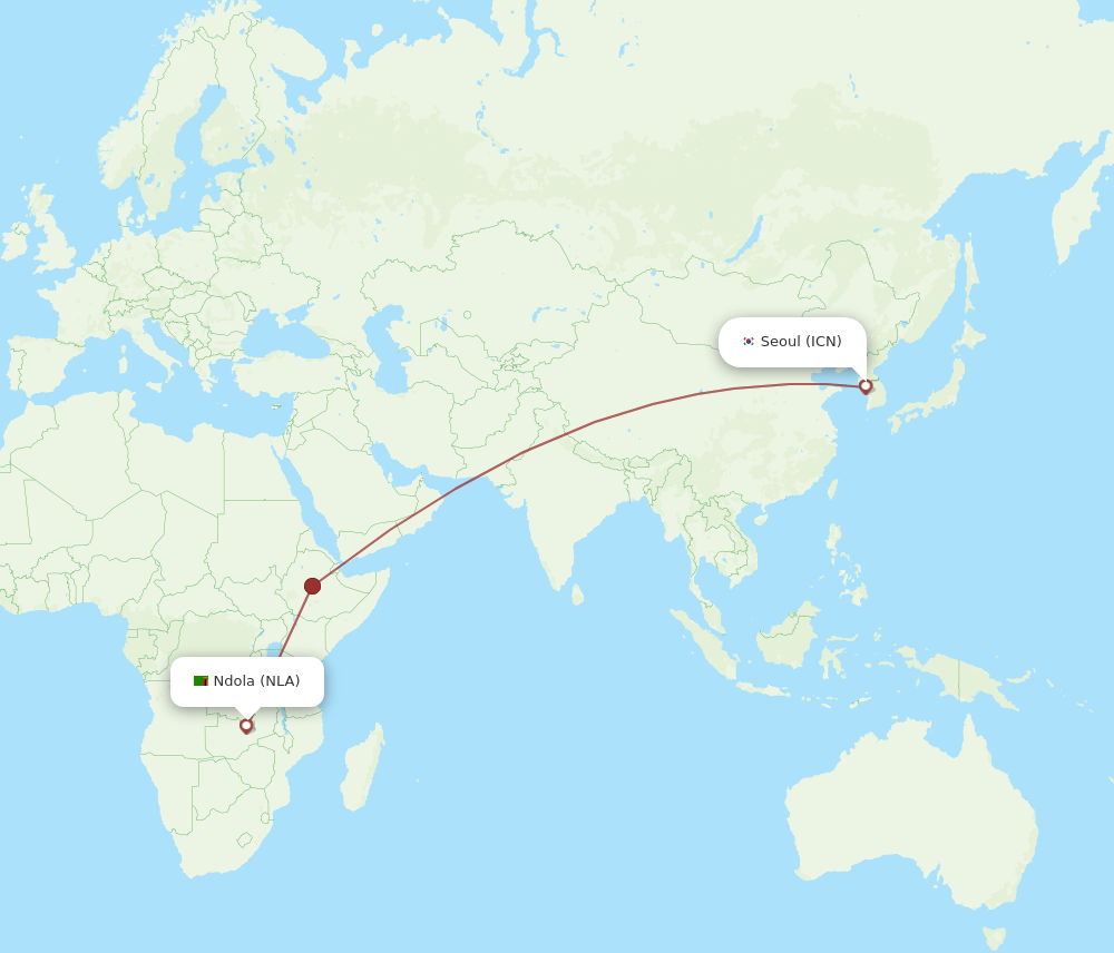 ICN-NLA flight routes