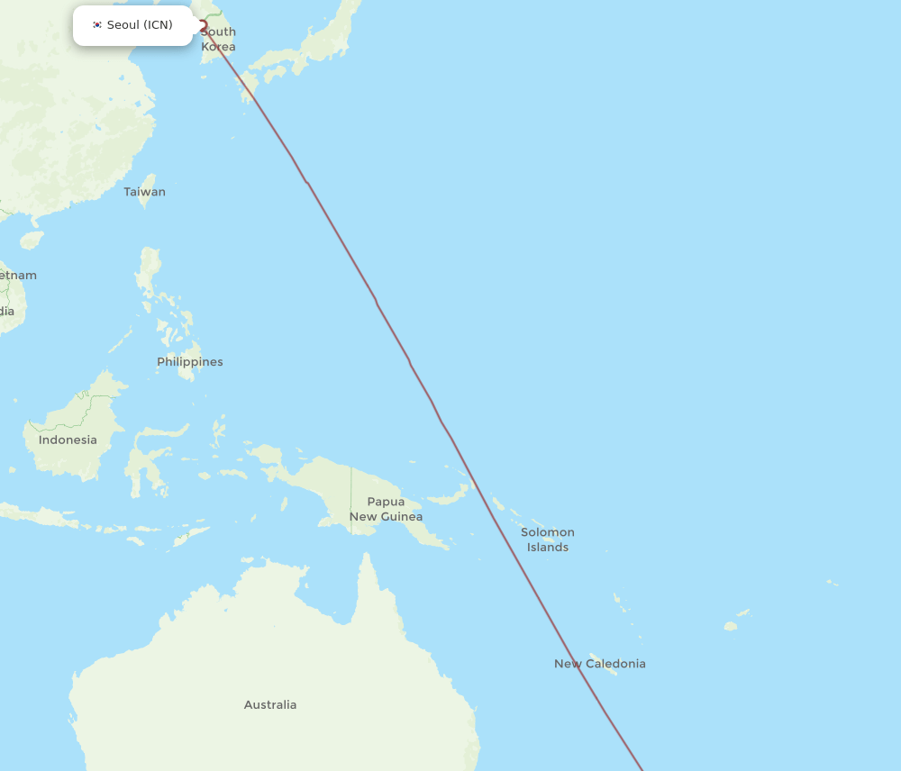 ICN-NPL flight routes