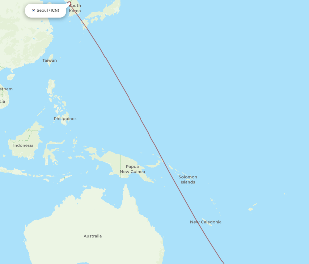 ICN-NSN flight routes