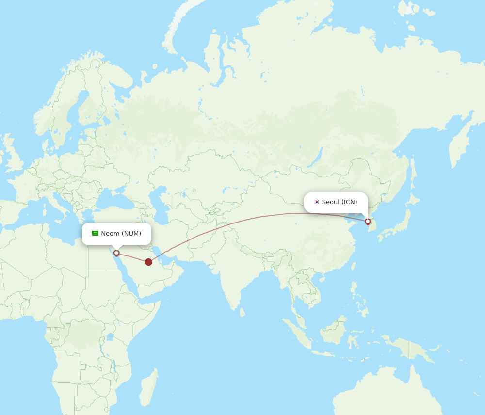 ICN to NUM flights and routes map
