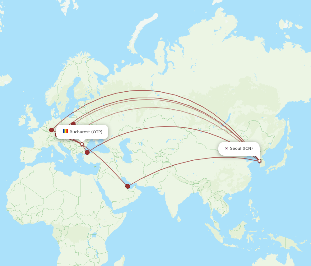 ICN-OTP flight routes