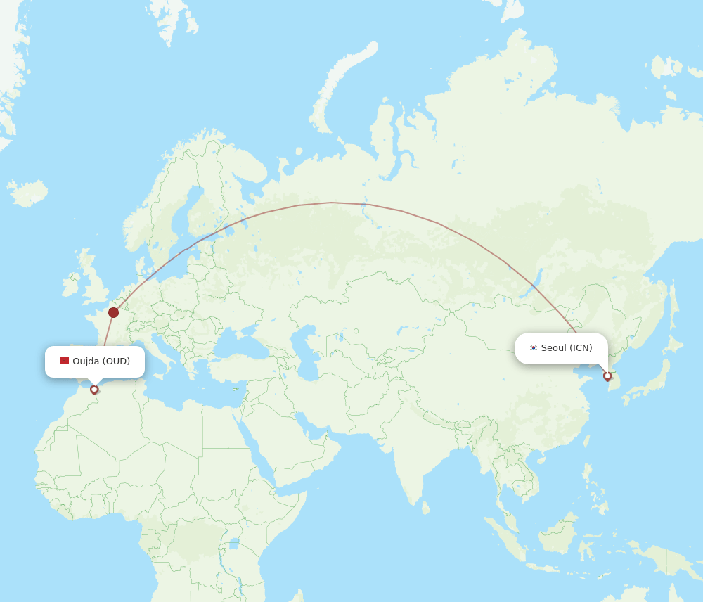 ICN-OUD flight routes