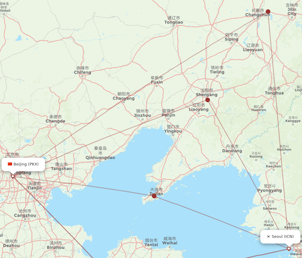 ICN-PKX flight routes