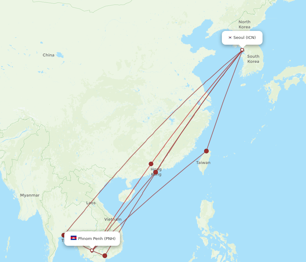 ICN-PNH flight routes