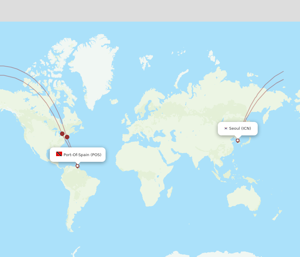 ICN-POS flight routes
