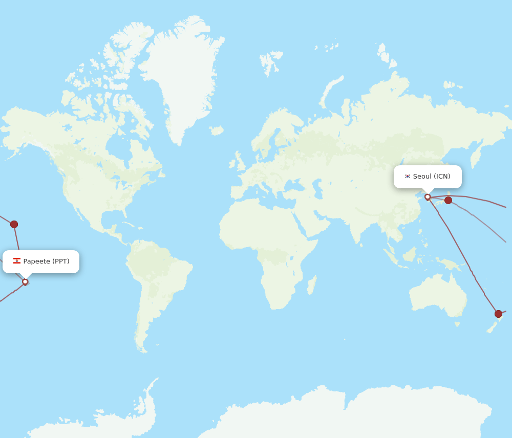 ICN-PPT flight routes