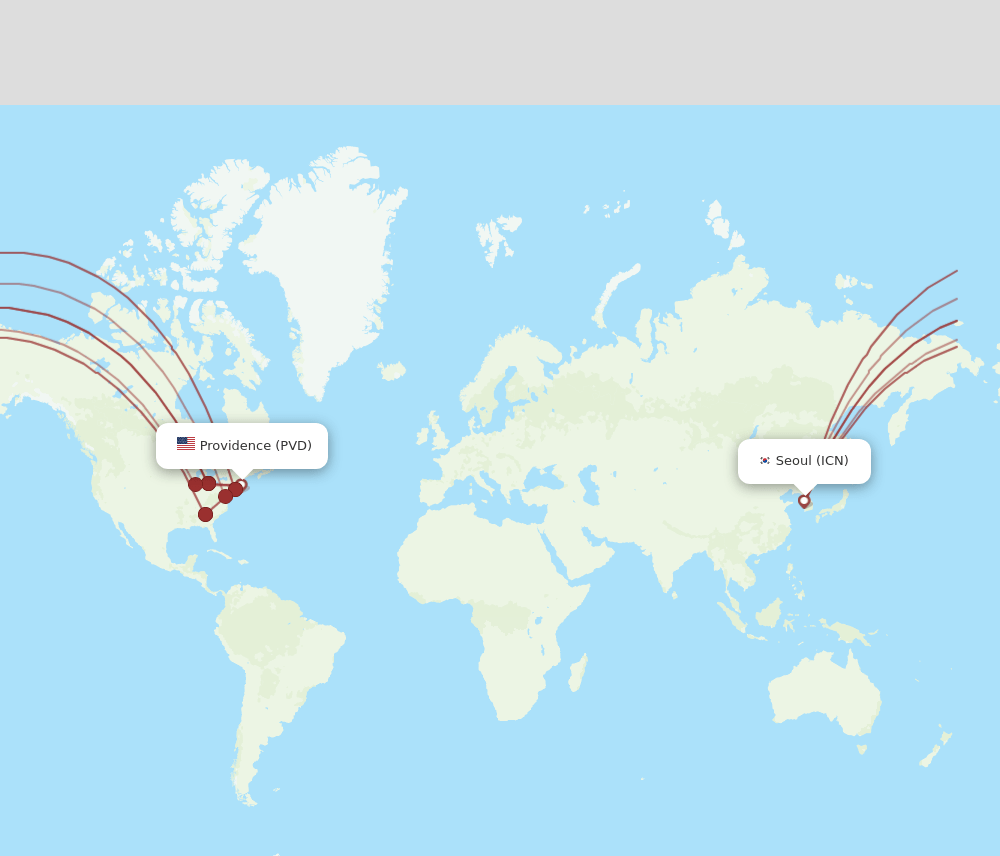 ICN-PVD flight routes