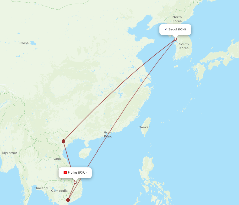 ICN-PXU flight routes