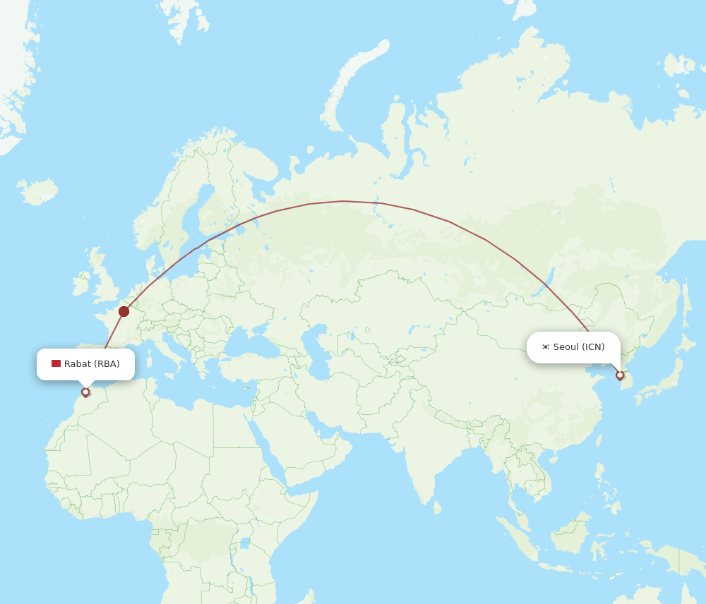 ICN-RBA flight routes
