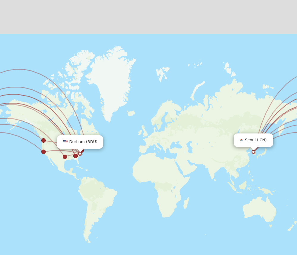 ICN-RDU flight routes