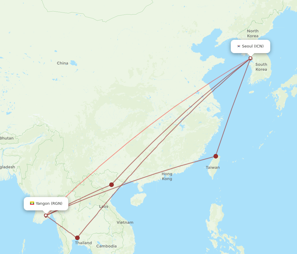 ICN-RGN flight routes