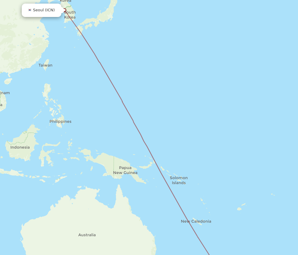 ICN-ROT flight routes