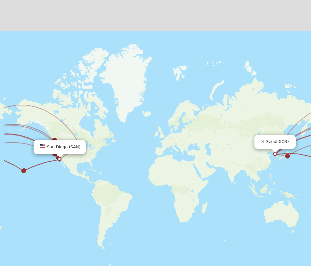 ICN-SAN flight routes