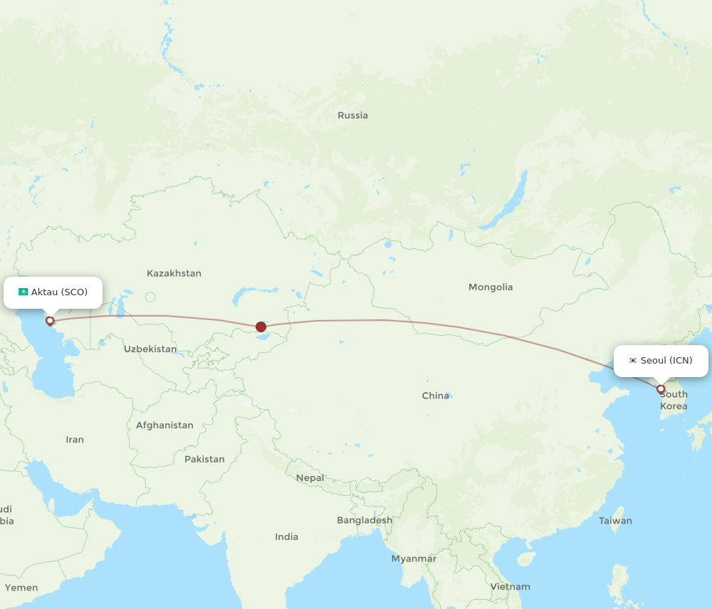 ICN-SCO flight routes