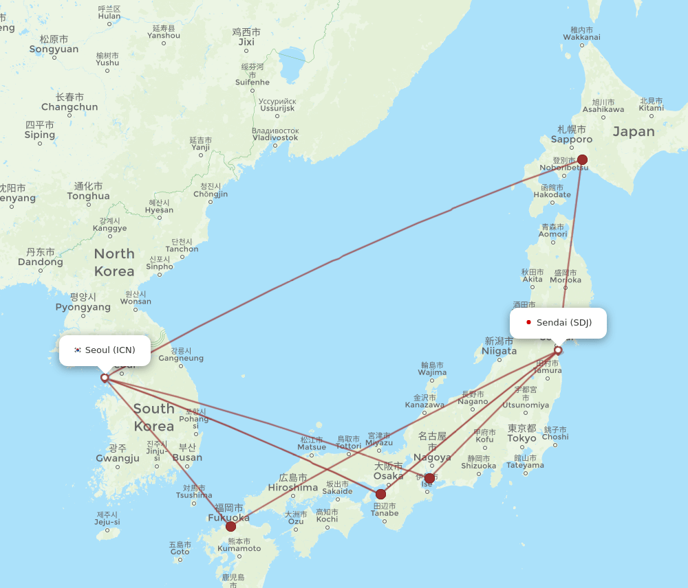 ICN-SDJ flight routes