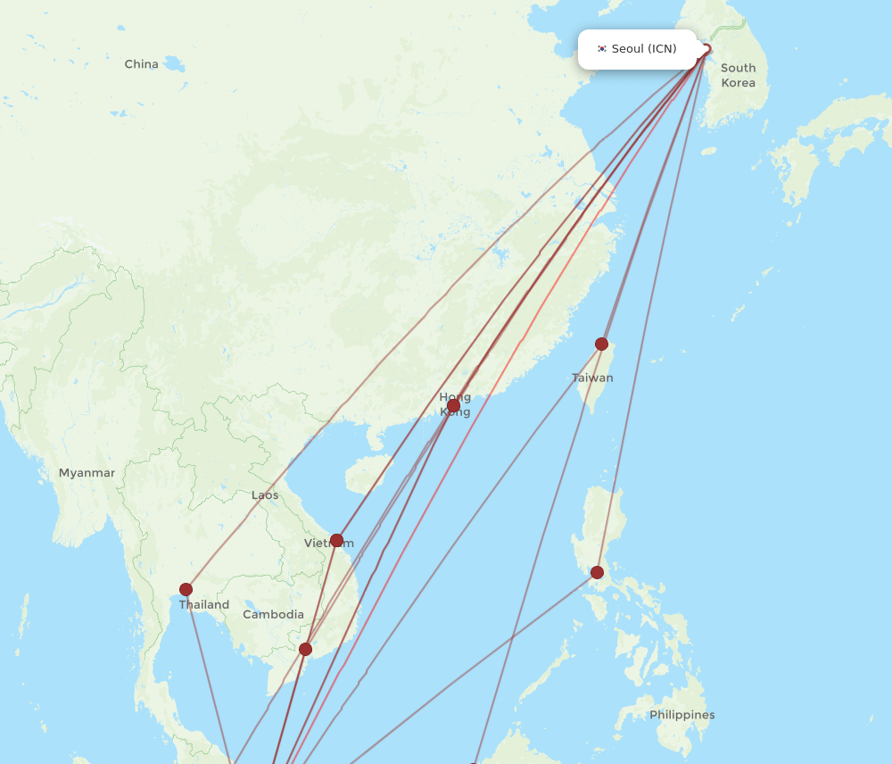 ICN-SIN flight routes