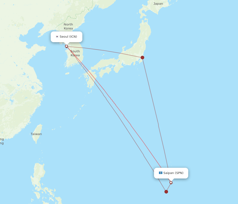 ICN-SPN flight routes