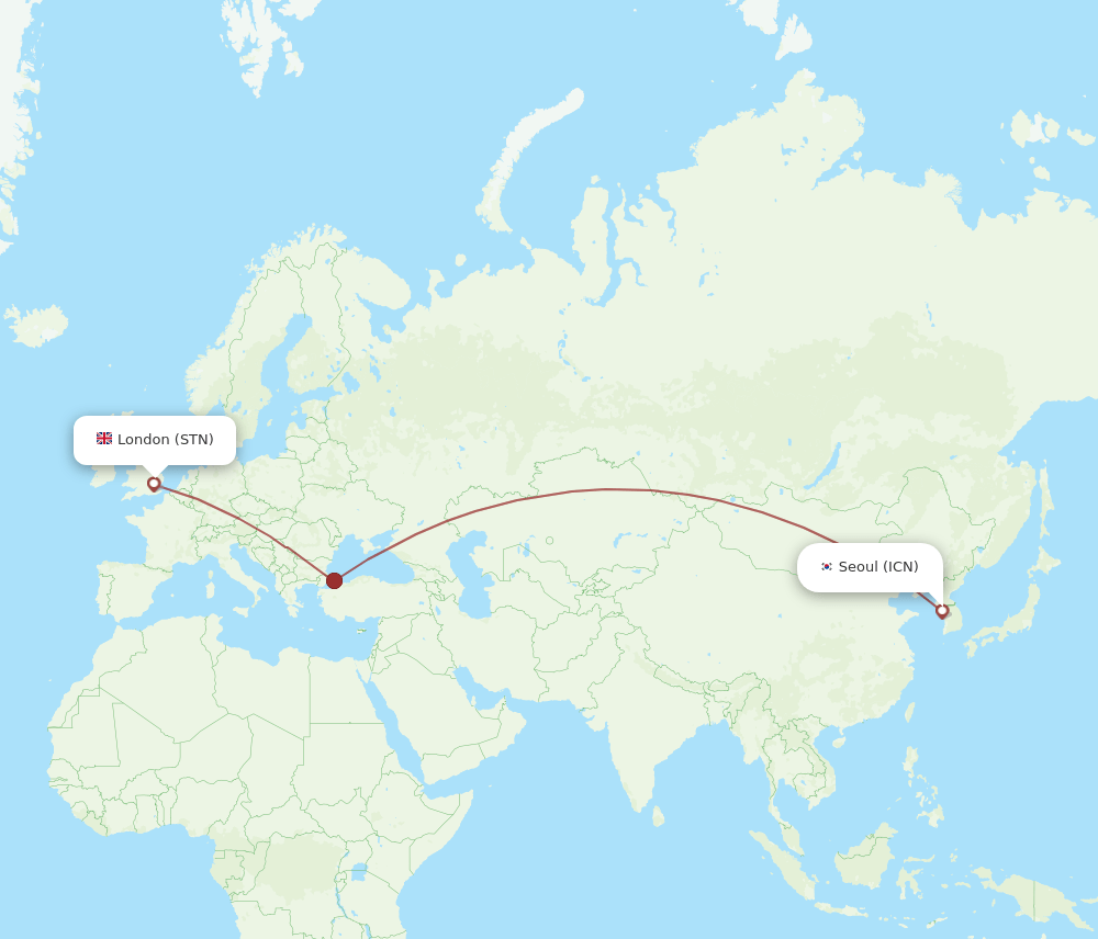ICN-STN flight routes