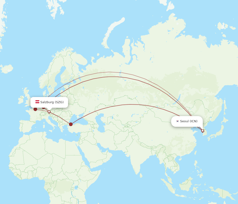 ICN-SZG flight routes