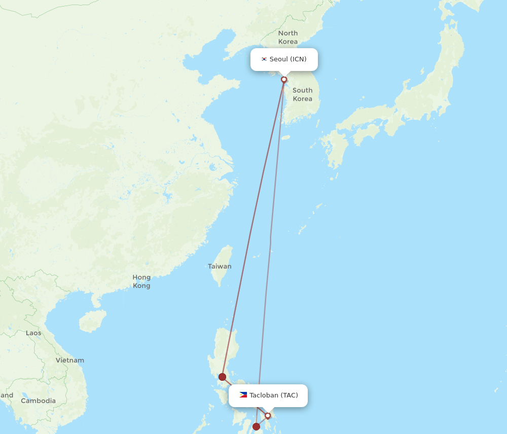 ICN-TAC flight routes