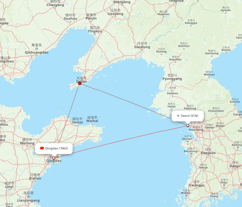 ICN-TAO flight routes