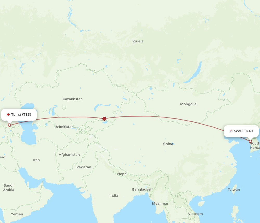 ICN-TBS flight routes