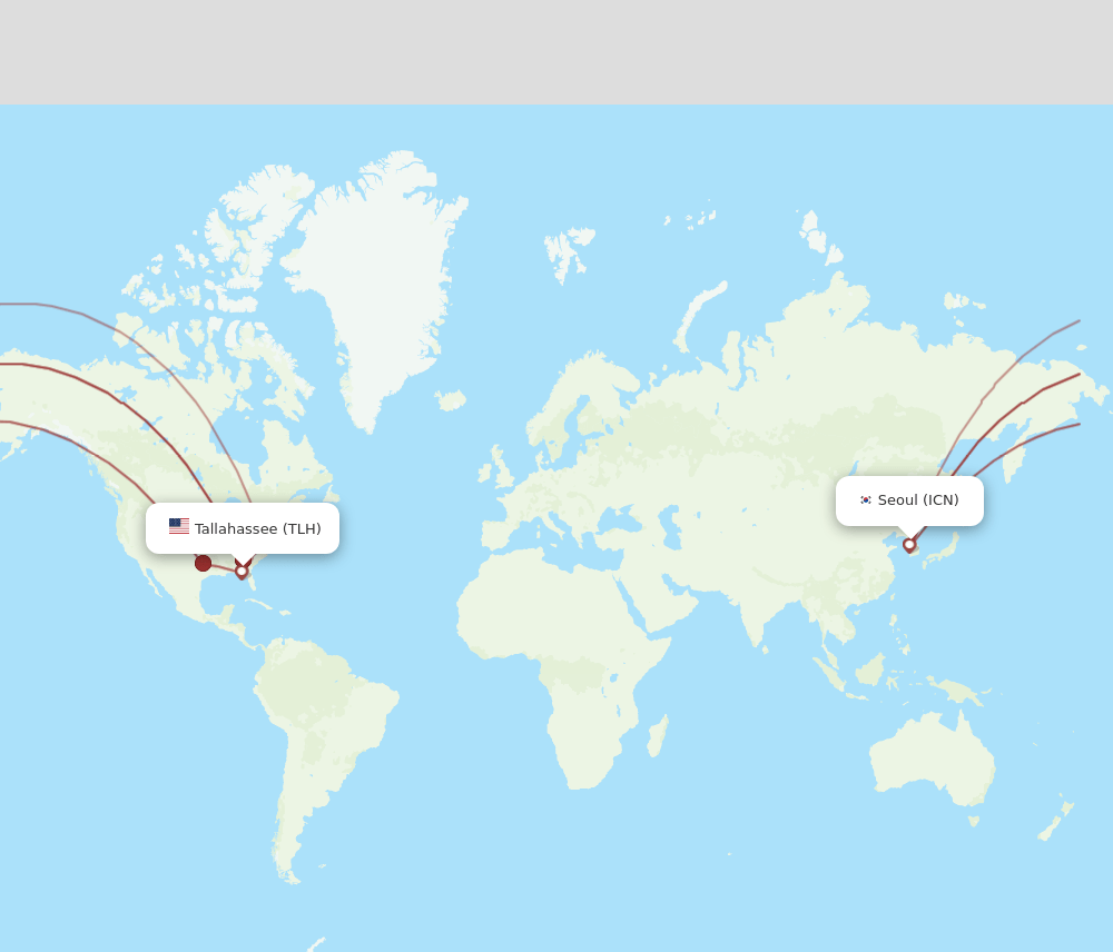 ICN to TLH flights and routes map