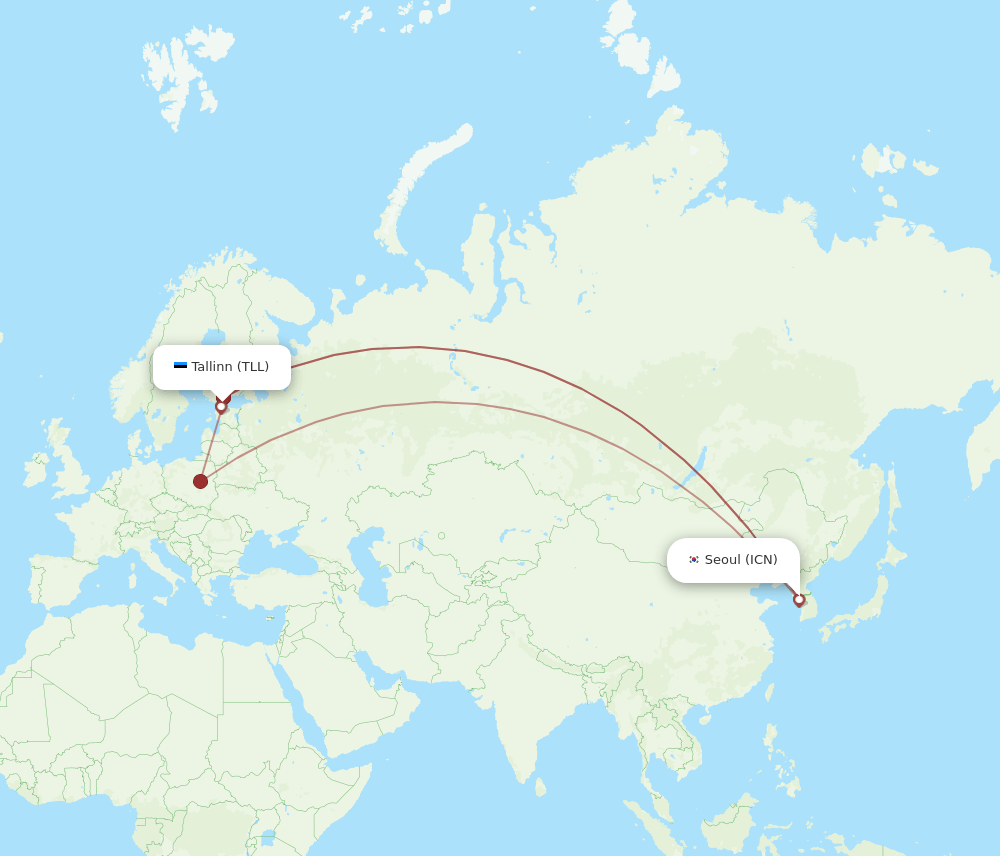 ICN to TLL flights and routes map