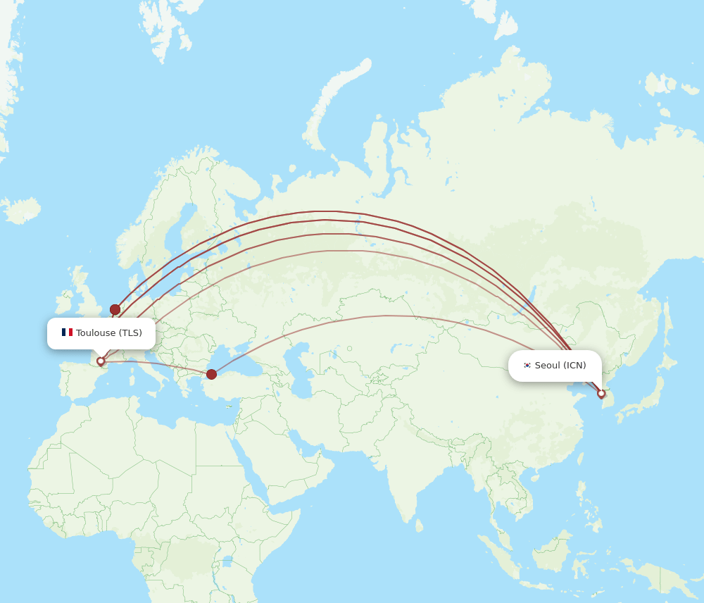 ICN-TLS flight routes