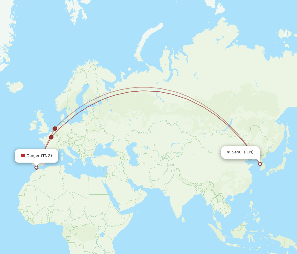 ICN-TNG flight routes