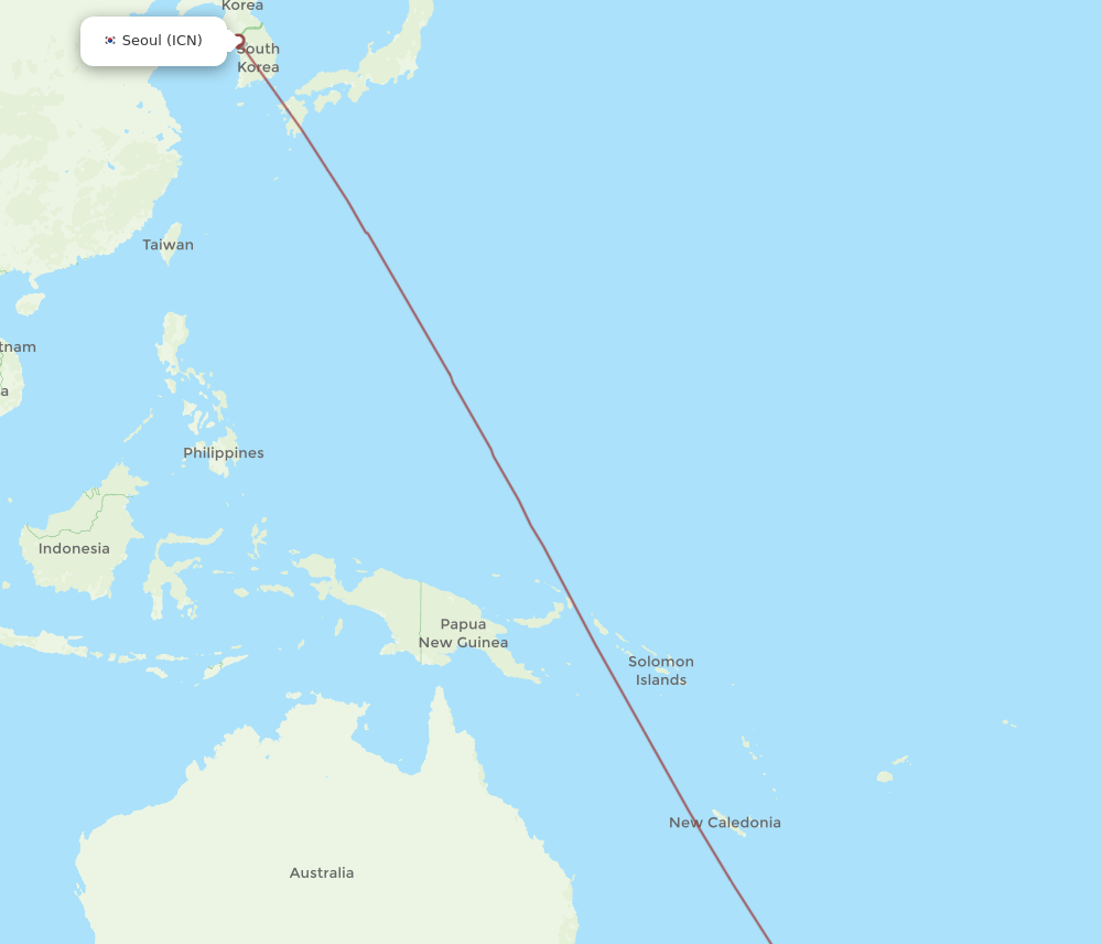 ICN-TRG flight routes