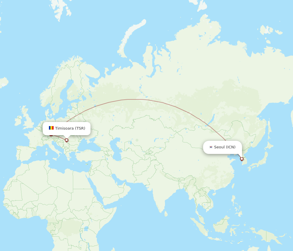 ICN-TSR flight routes