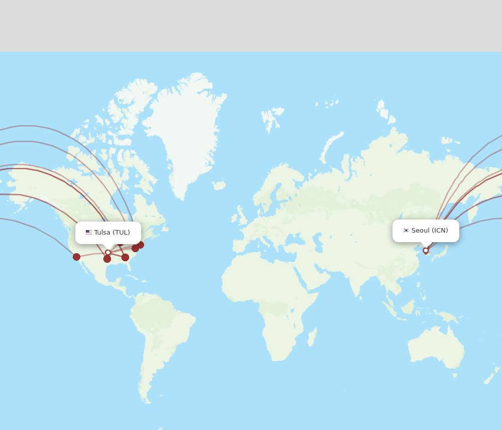 ICN-TUL flight routes