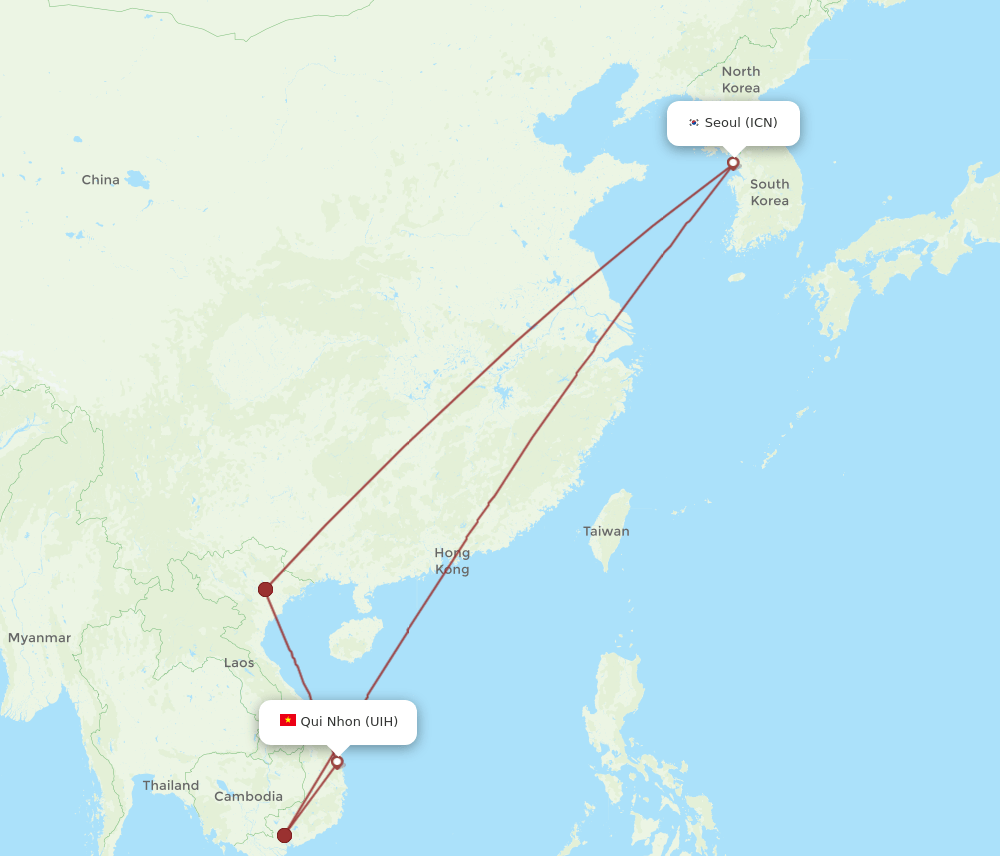 ICN-UIH flight routes