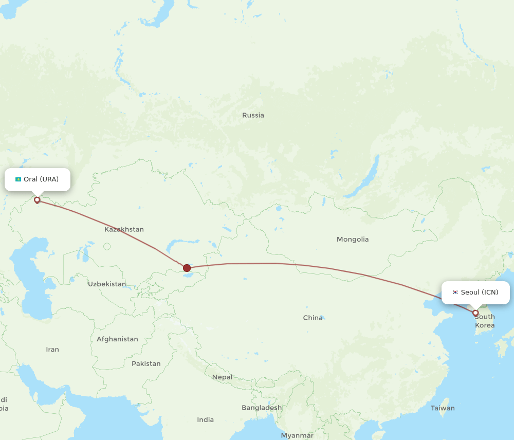 ICN-URA flight routes