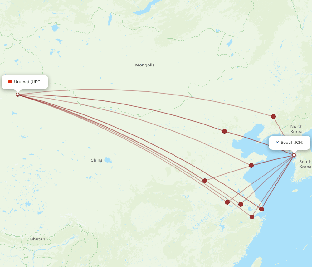 ICN-URC flight routes